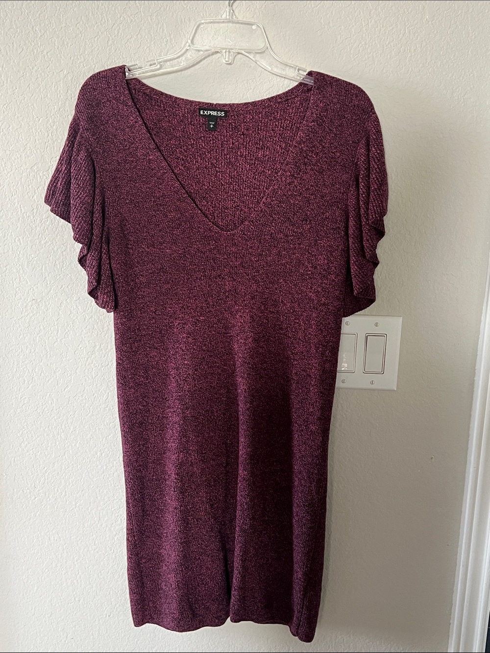 Express Sweater Flutter Sleeve Dress- small